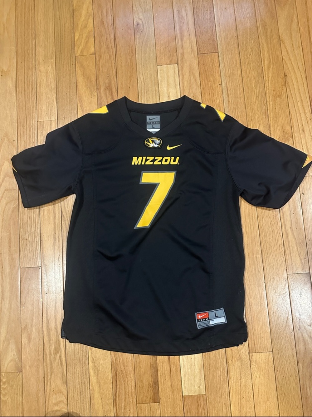 Nike Mizzou Black and Gold #7 Youth Football Jersey (youth L)